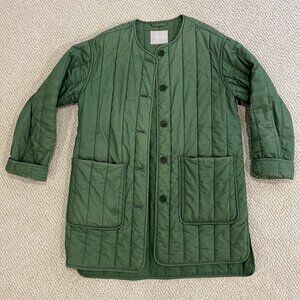Everlane Green Cotton Quilted Padded Jacket Medium